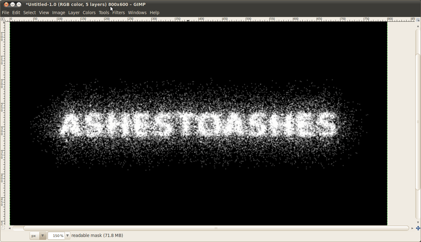 Ashes to ashes, dust to dust. Dissolve text into particles