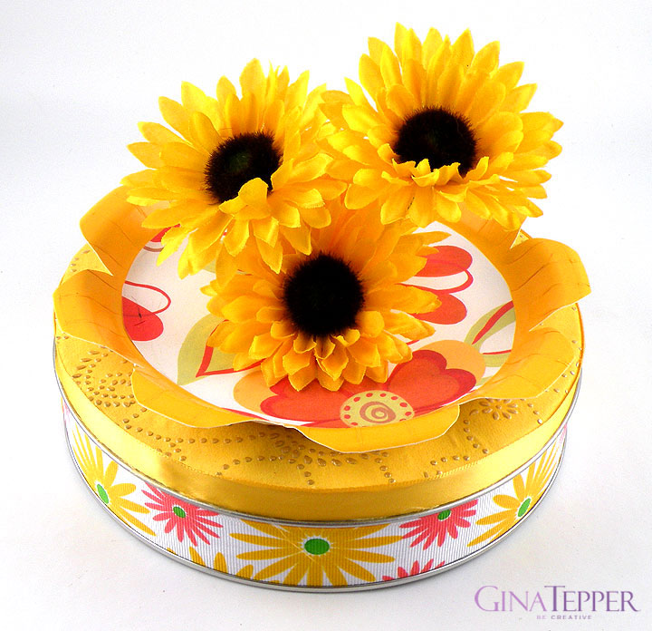 Transform a Cookie Tin into a Beautiful Flower Gift Wrap Design