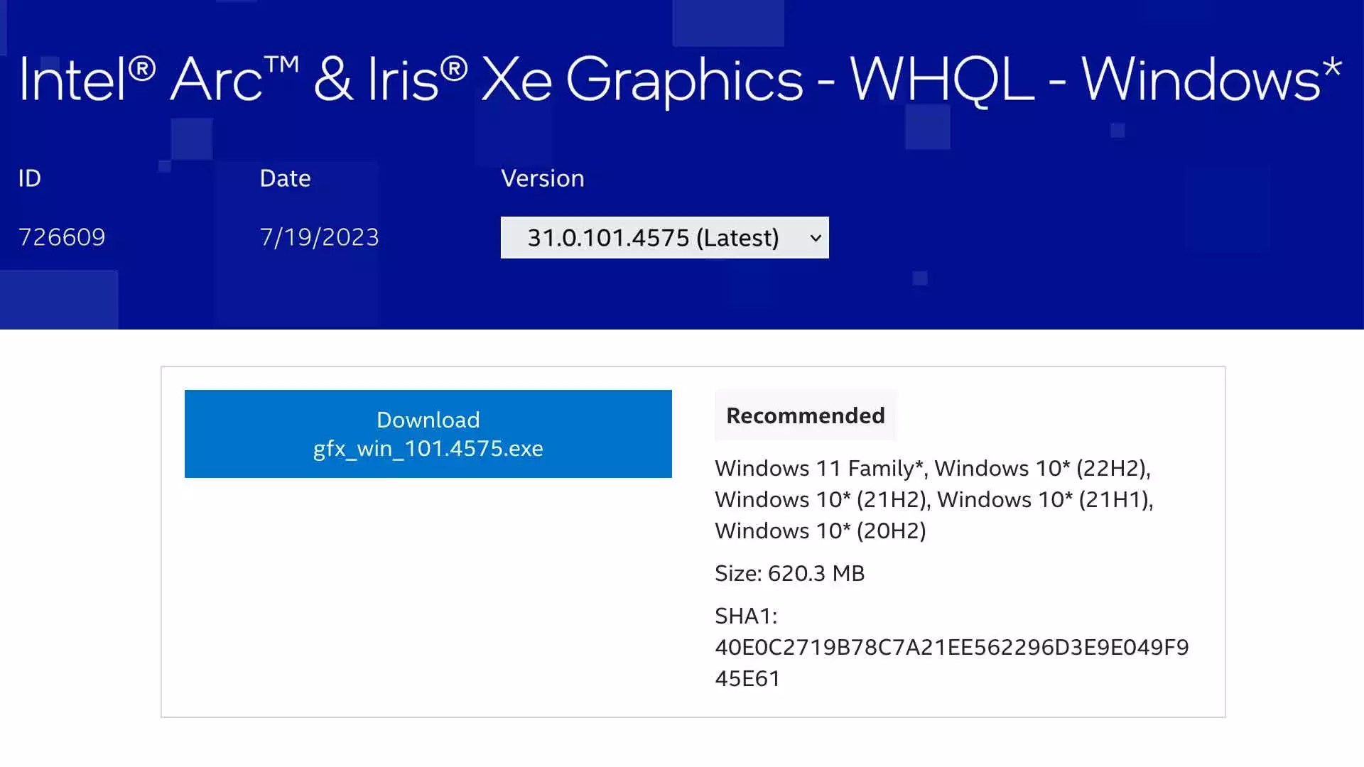 Les Intel Arc & Iris Xe Graphics Driver 31.0.101.4575 WHQL débarquent