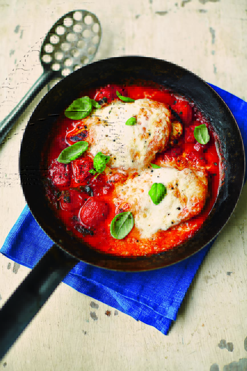 Chicken Breasts with Cherry Tomatoes, Mozzarella and Basil