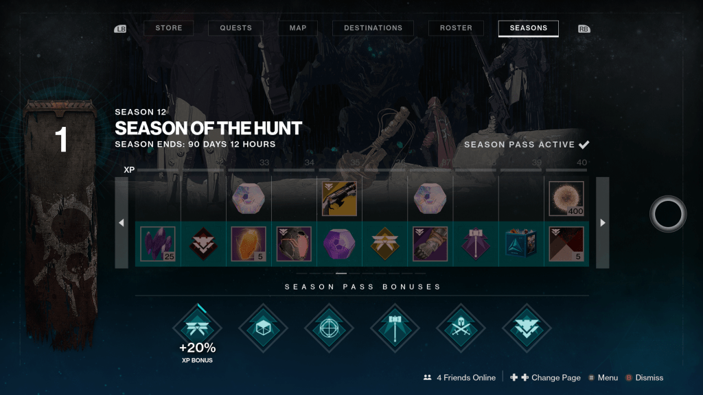 Destiny 2 Season of the Hunt Season Pass All tiers, activities