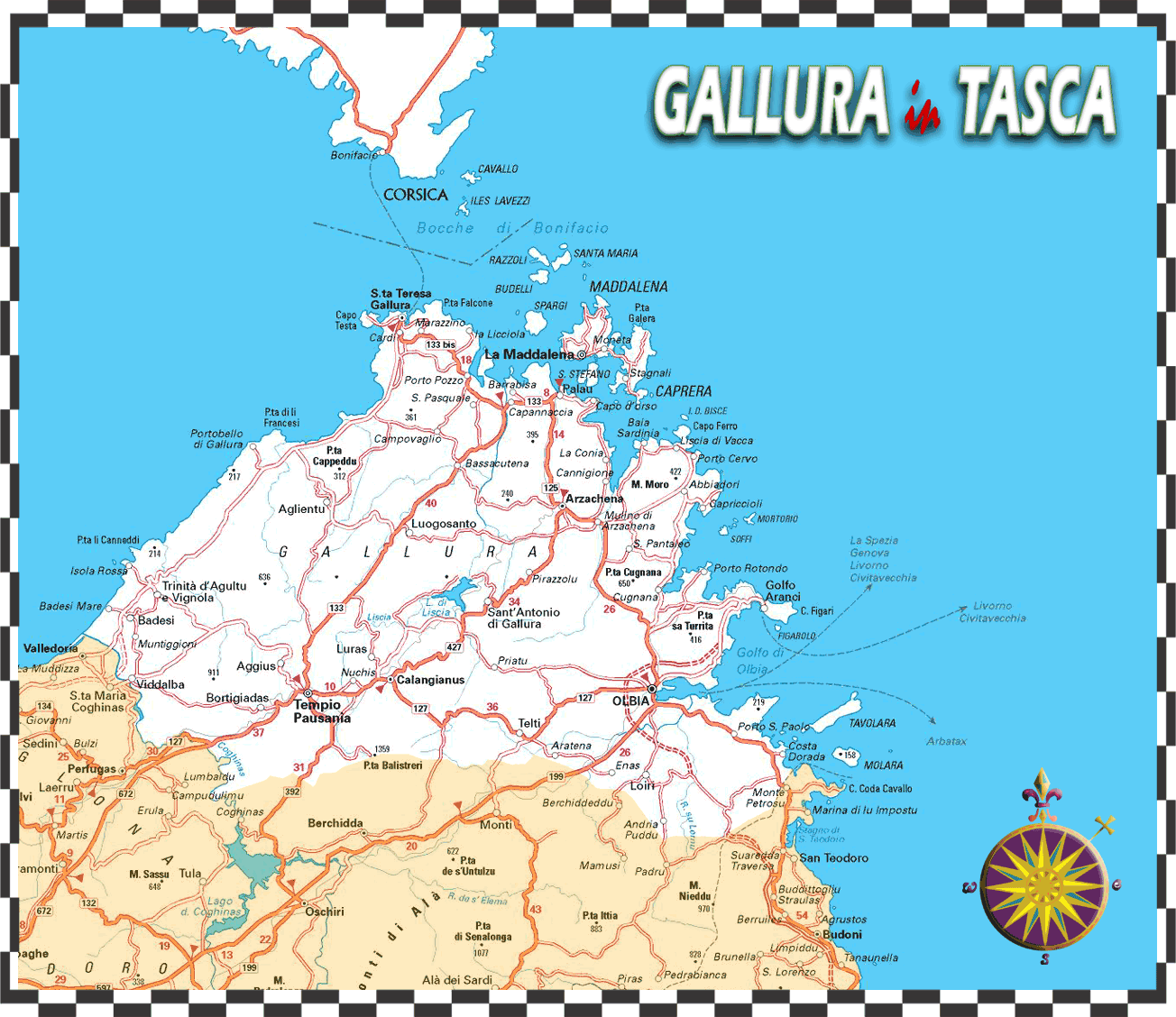 La Gallura Sardaigne Carte La cartina stradale della Gallura