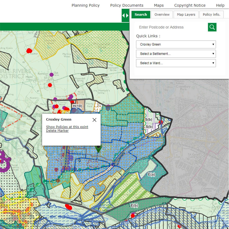 Interactive Policies Map for Three Rivers District Council gi Perspective