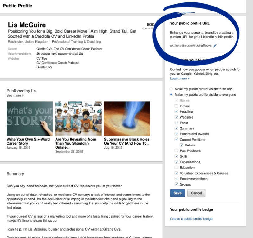 Customise your LinkedIn address LinkedIn vanity URL