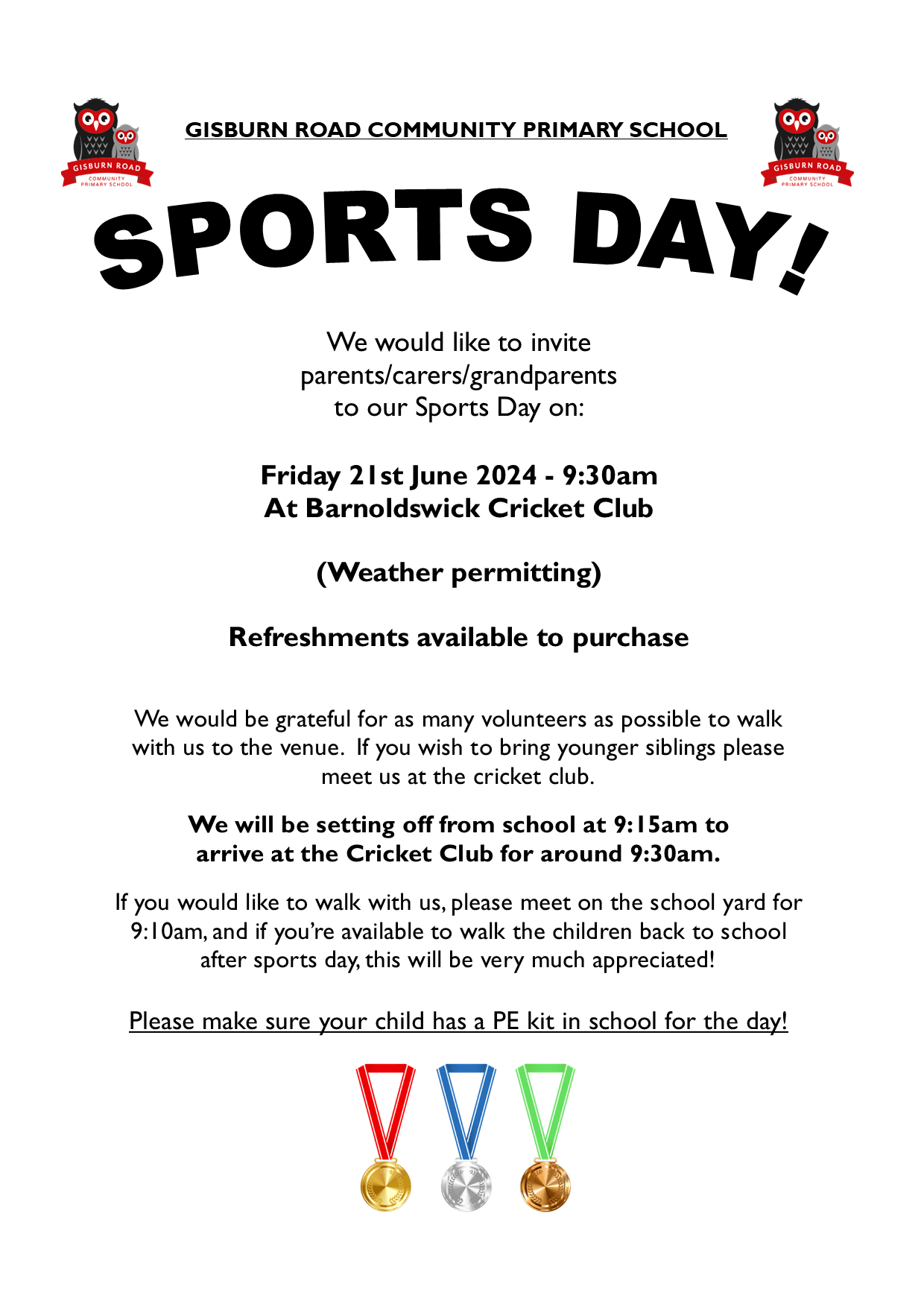 Sports Day 2024 Gisburn Road Barnoldswick Primary School