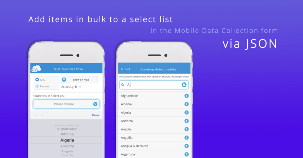 Add Items in bulk to a Select List in Mobile Data Collection Form GIS