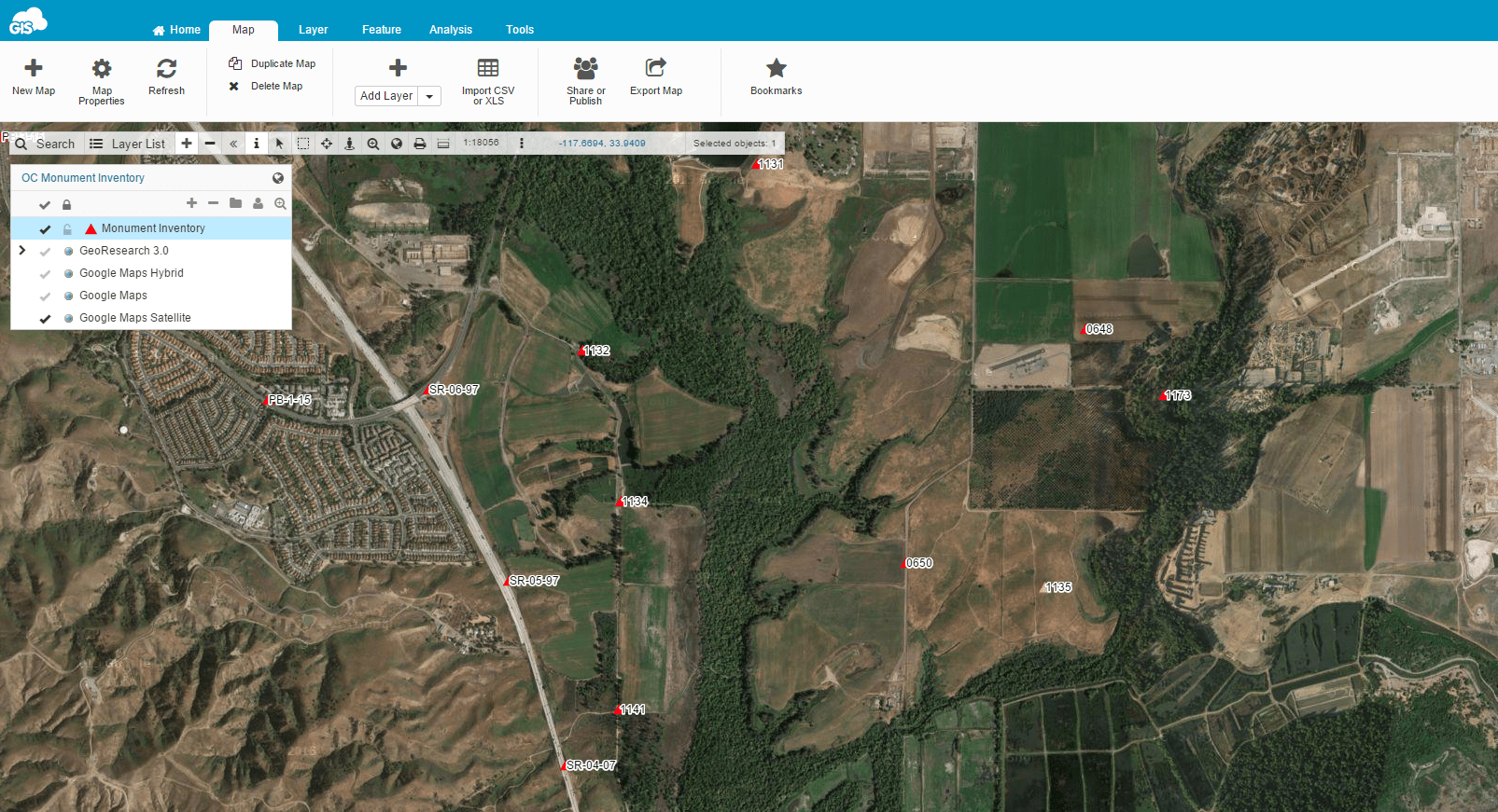Benchmark (Surveying) Case Study Monument Inventory in Orange County
