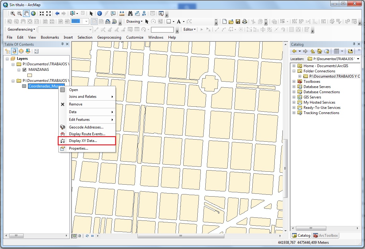 How to create a vector point layer from X, Y coordinates using ArcGIS