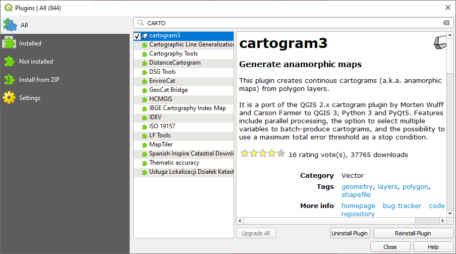 Create anamorphic maps in QGIS TYC GIS