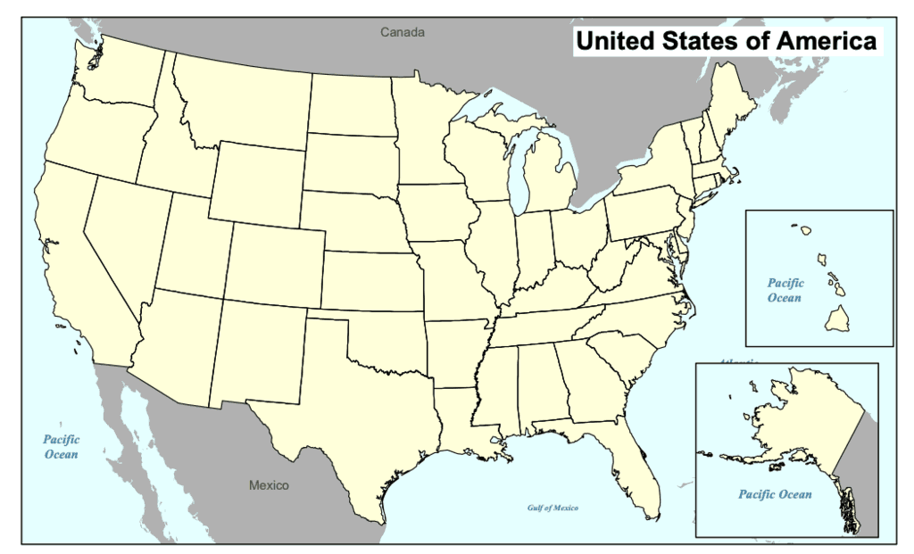 Us Map Without Labels Free Outline Maps - Gis Lounge