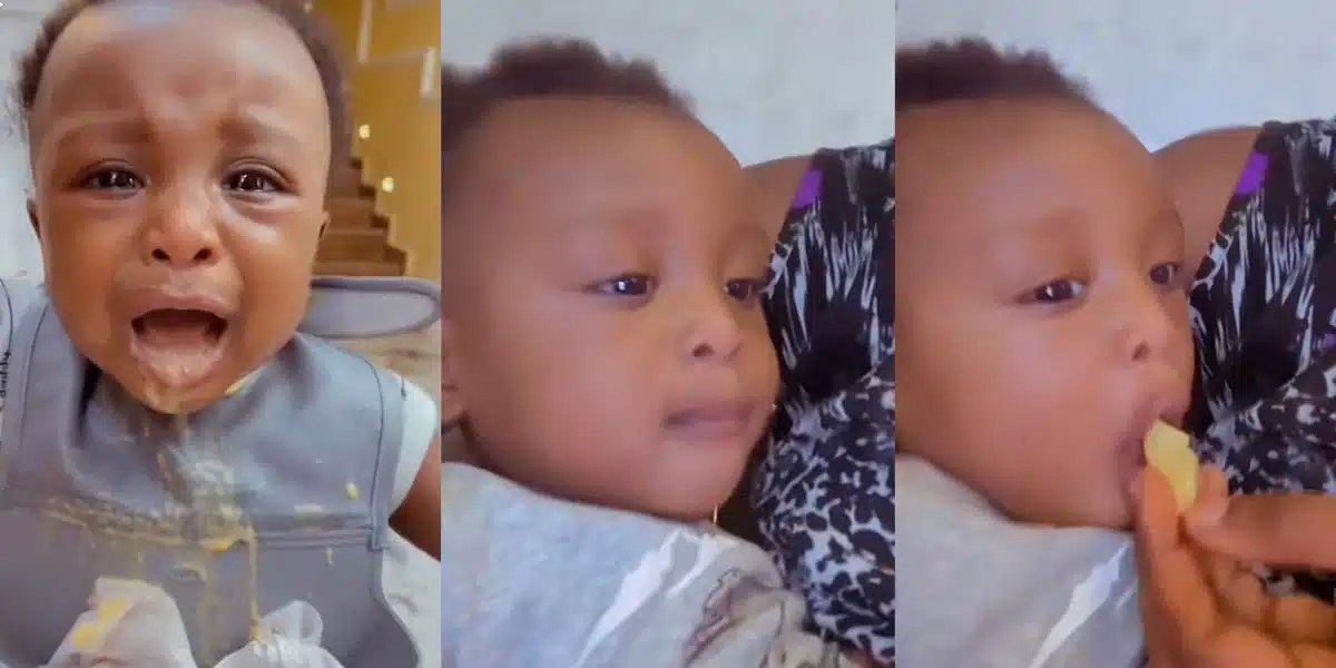 Mother stunned as son prefers Eba to baby food