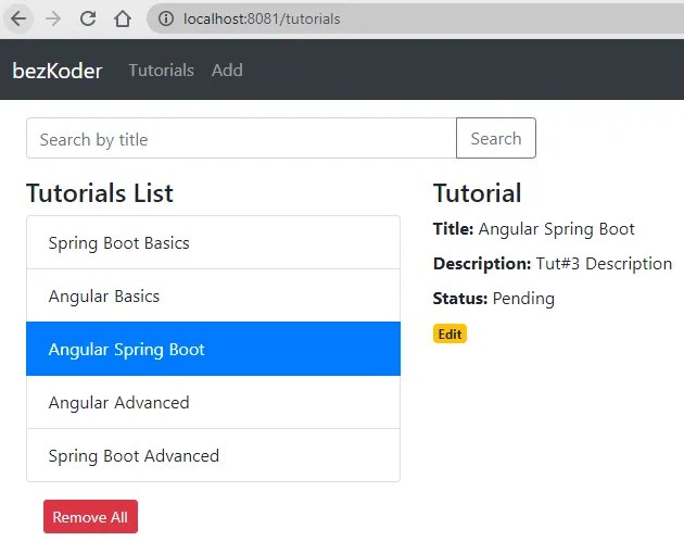 Spring Boot + Angular Project Github Code