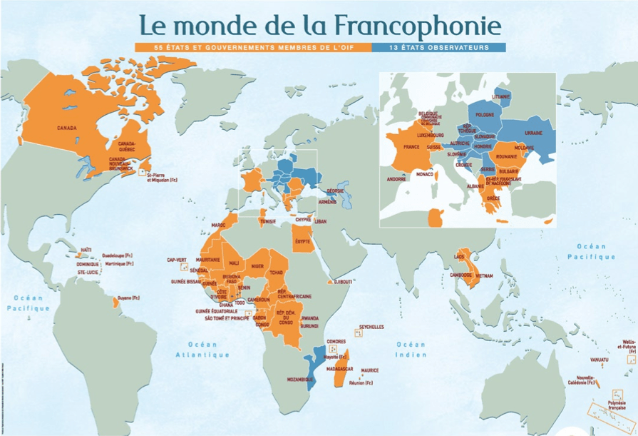 Carte De La Francophonie Dans Le Monde Le français O Professor tira dúvidas