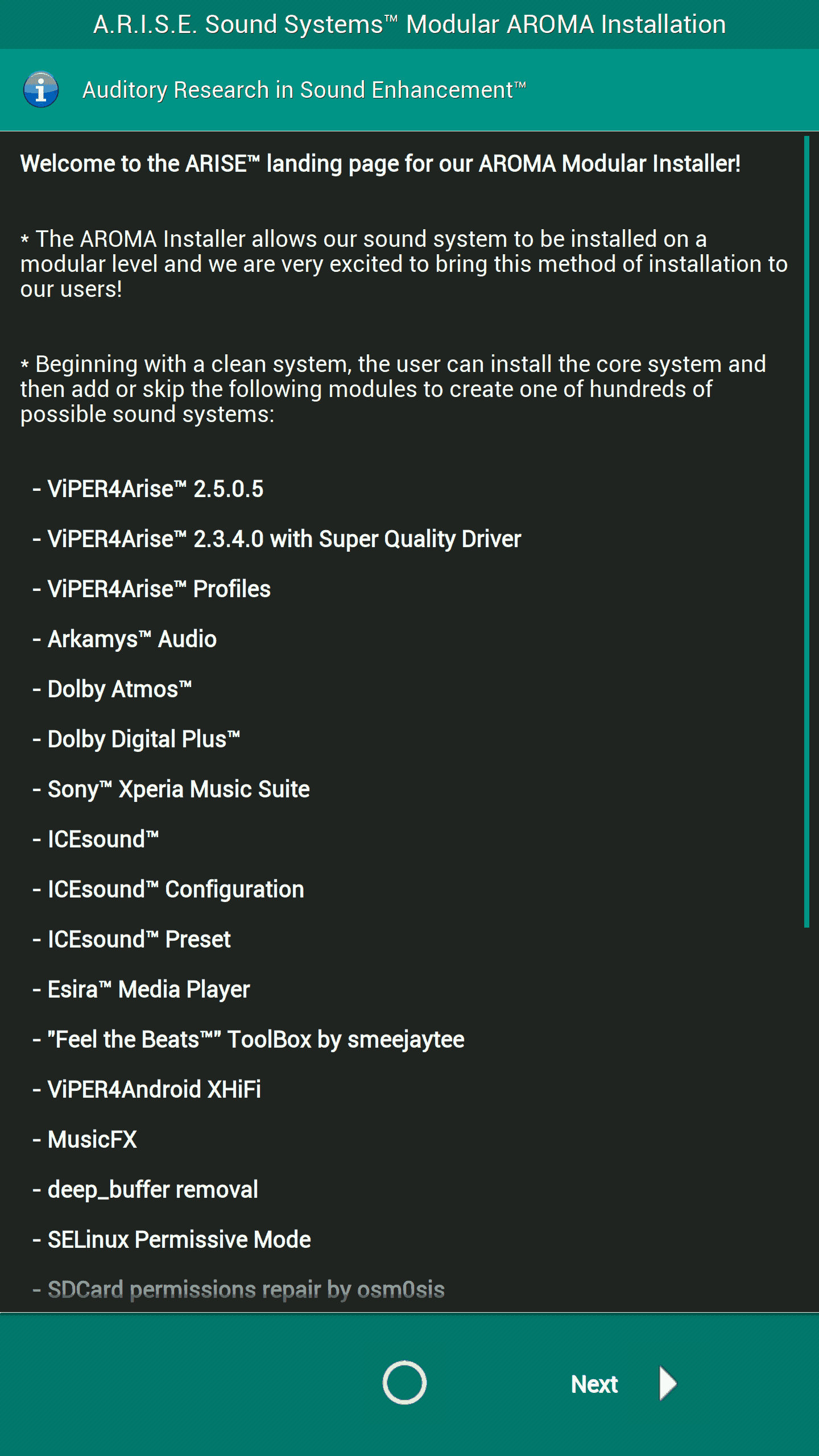 Install Viper4Android on Android 7.0 with ARISE Sound Systems