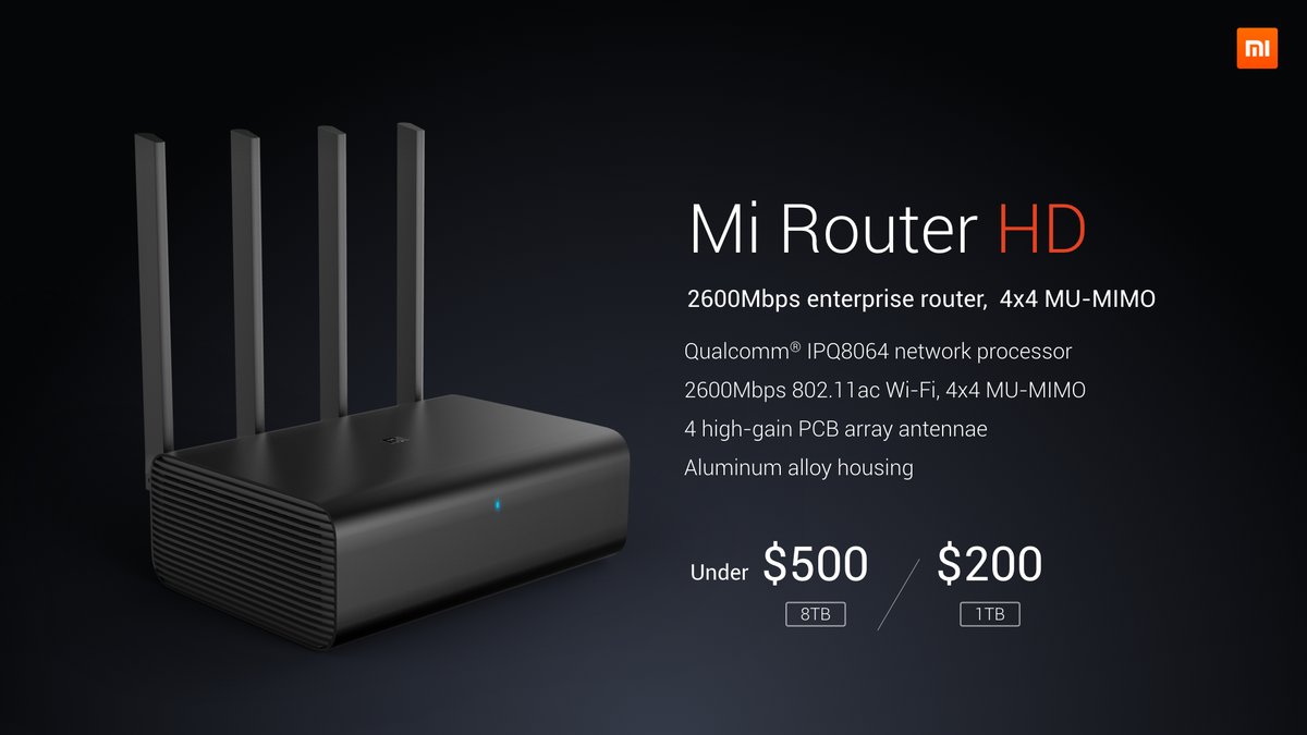 Xiaomi Mi Router HD With Up To 8TB of Storage Unveiled at CES Gizmochina
