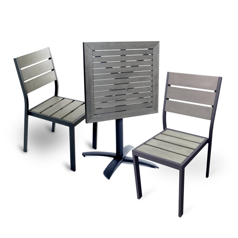 PW80118 Stacking Side Chair outdoor welded aluminum frame with dark