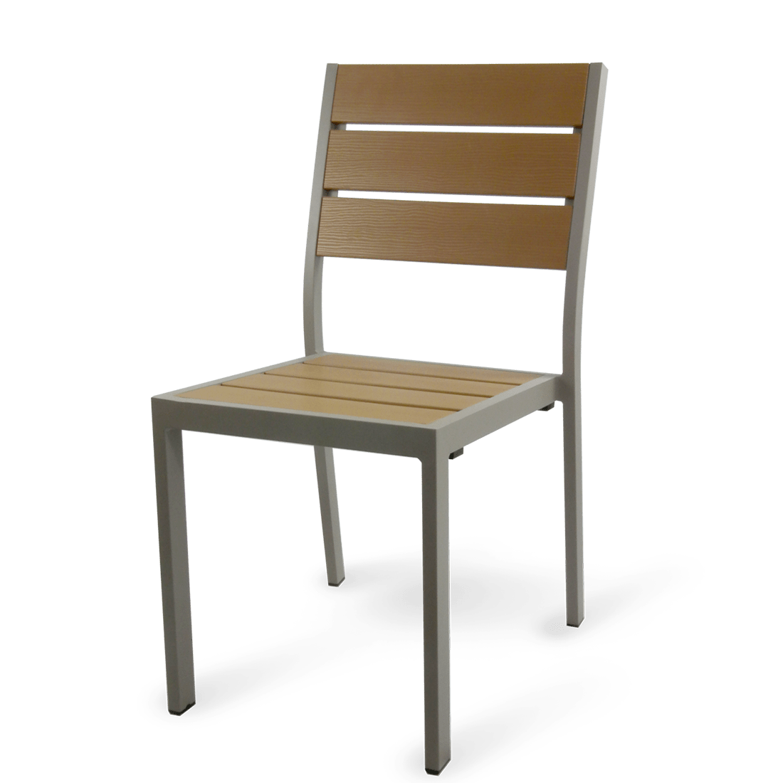 PW80318 Stacking Side Chair, outdoor use, permawood™ faux teak