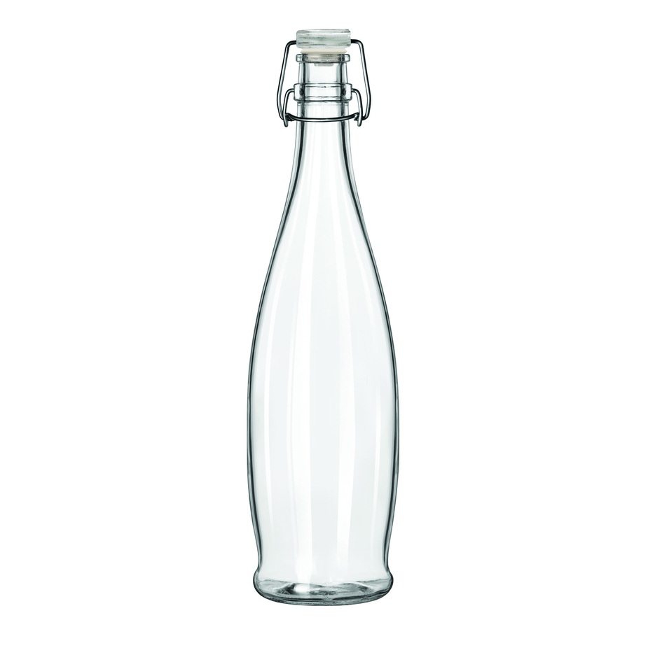 13150034 Water Bottle 1 Liter 337/8 oz. Clear wire bail lid 6/Case