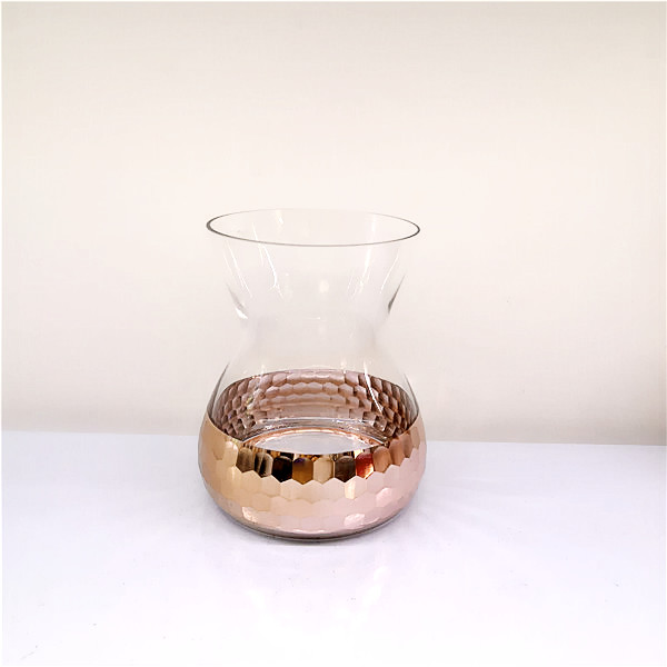 Engraved Design Rose Gold Glass Vase SHAAN XI SUCCEED TRADING CO.,LTD.