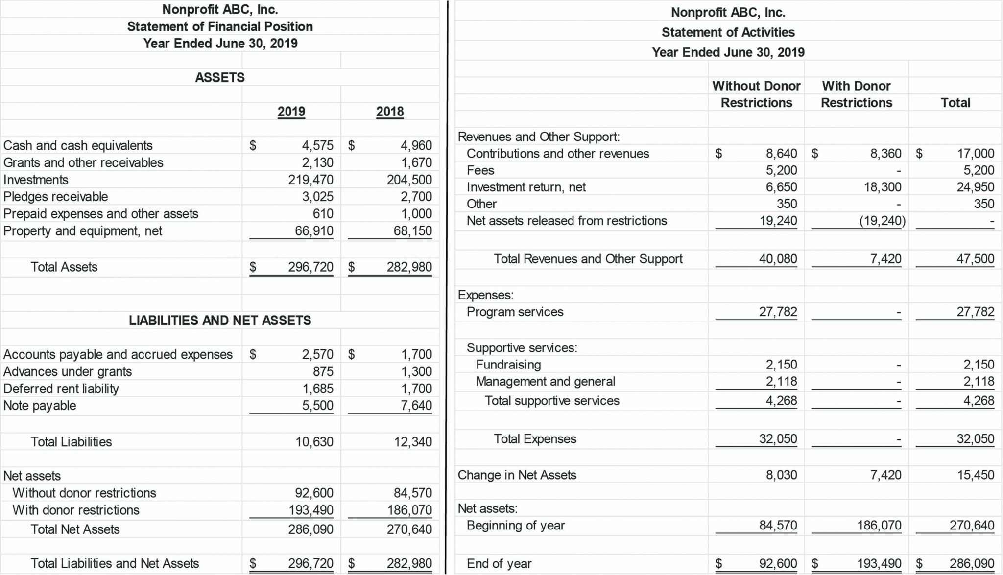 Nonprofit Financial Reports Examples