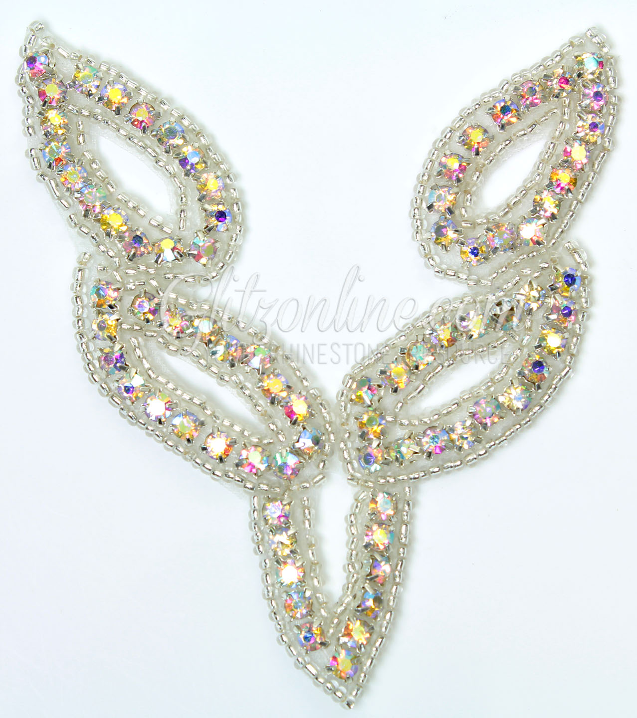 1208 Austrian Crystal Rhinestone Applique 3x4" iron or sew on Glitz