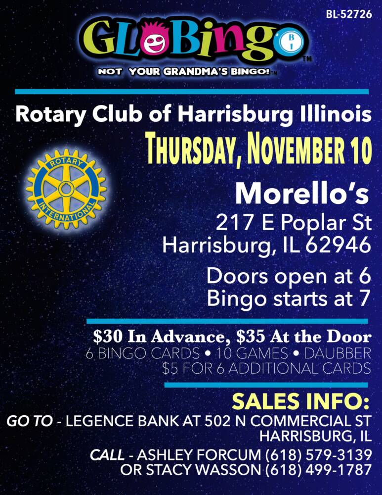 Rotary Club of Harrisburg IL Glo Bingo