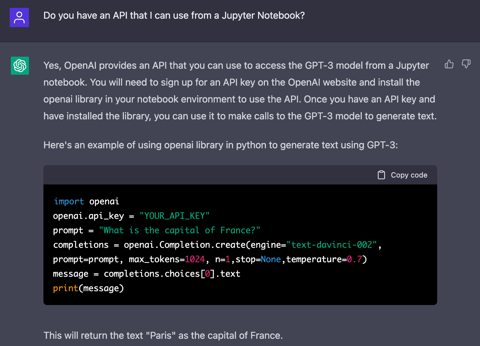Asking OpenAI’s API a simple question in Python and Swift Global Nerdy