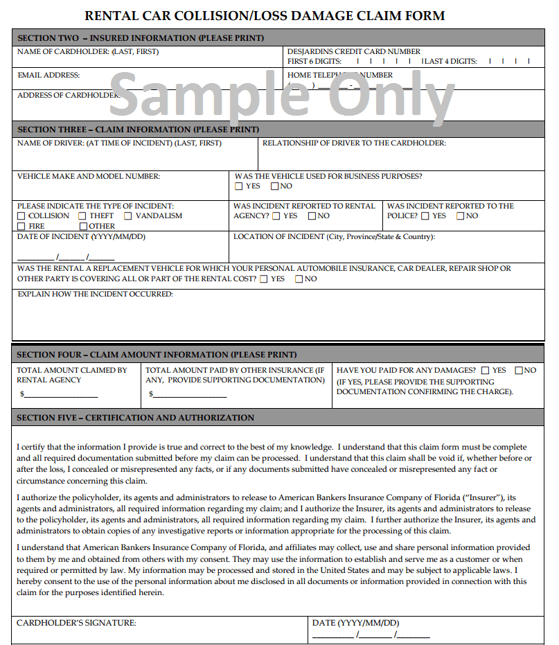 Claim with Credit Card Globe Car Rental