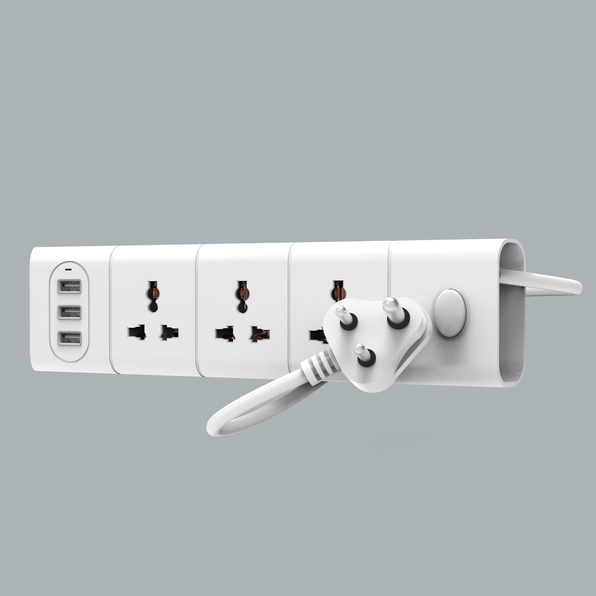 6A 3 Way USB Power Socket Extension Board Glorioustoshi