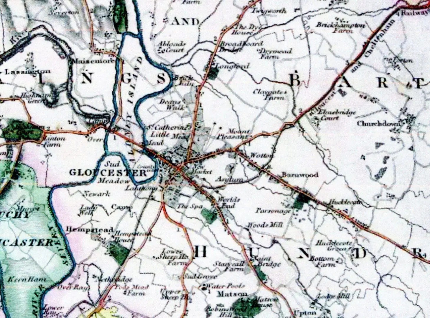Part of Greenwood's 1824 map of Gloucestershire Gloucester Civic Trust
