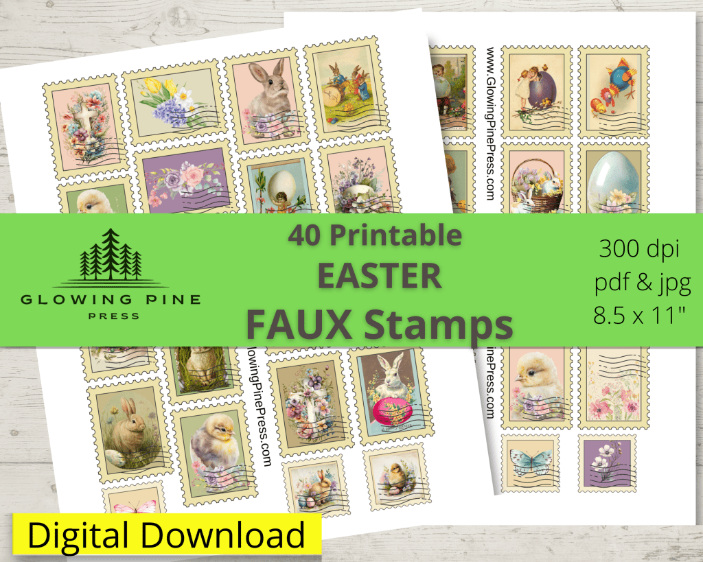 Easter Stamps Ephemera Printable Glowing Pine Press