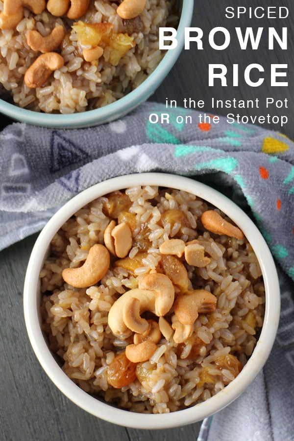Spiced Instant Pot Brown Rice (stovetop directions included)