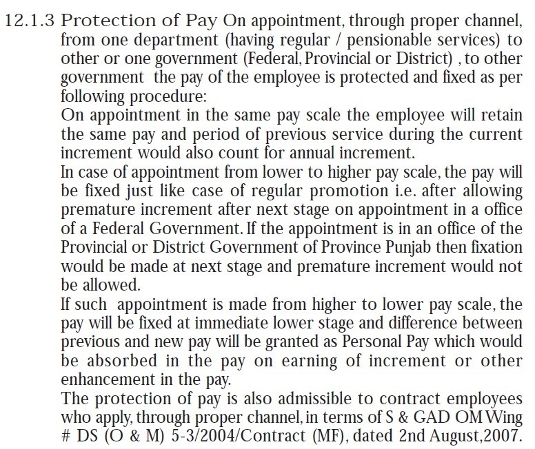 Pay Protection on Appointment through Proper Channel