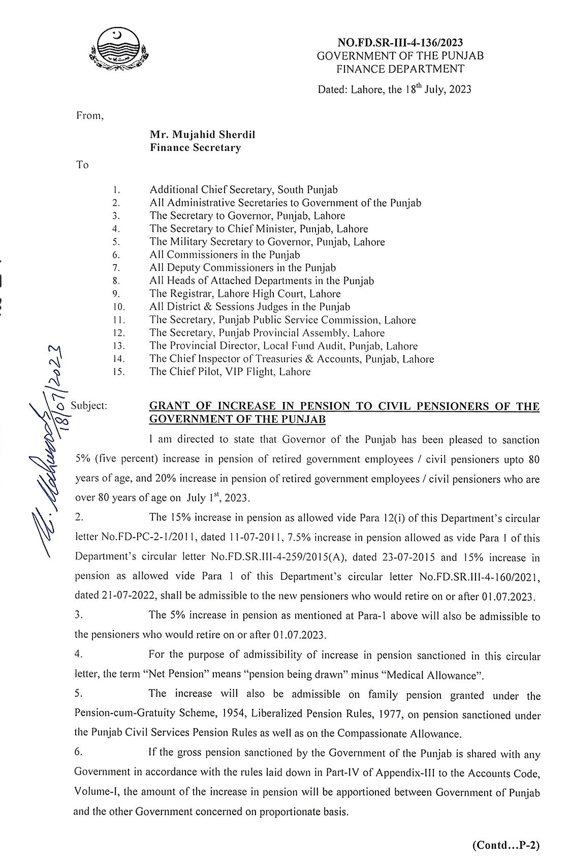 Increase in Pension Punjab 2023 5 of Net Pension • Govt Jobs