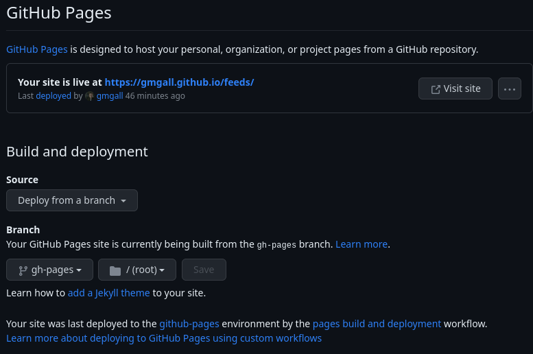 Gerando Feeds Com GitHub Actions e os Servindo Com GitHub Pages