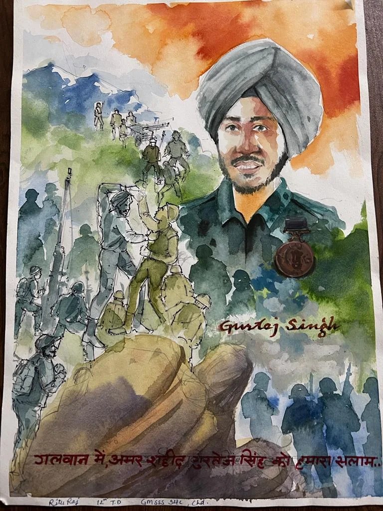 Painting done by students under Project Veer Gatha. Govt. Model Sr