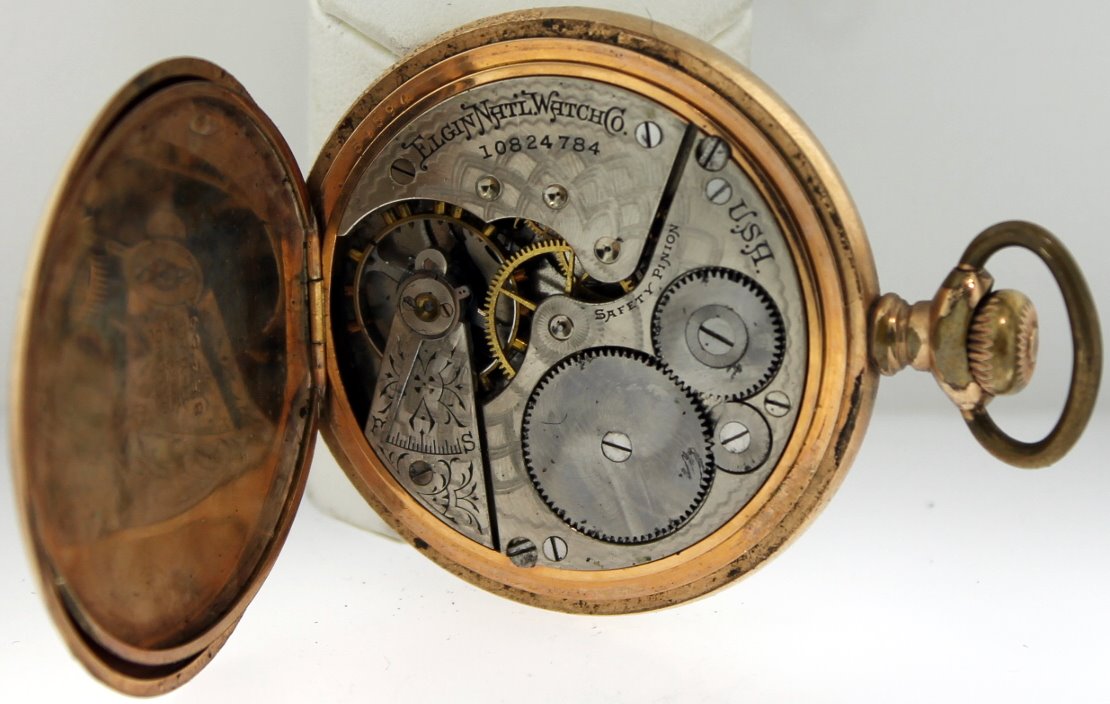 Antique Gold Filled Closed Face Elgin Pocket Watch Wadsworth Case at NO