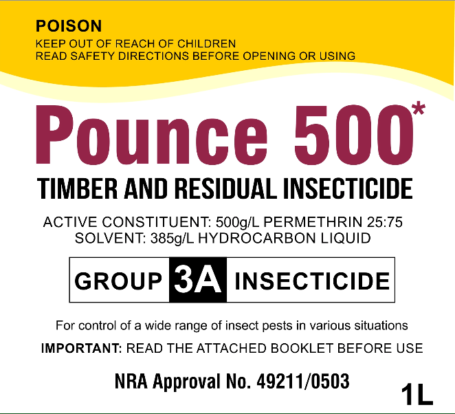 POUNCE 500 EC Permethrin Timber and Residual Insecticide 1 liter