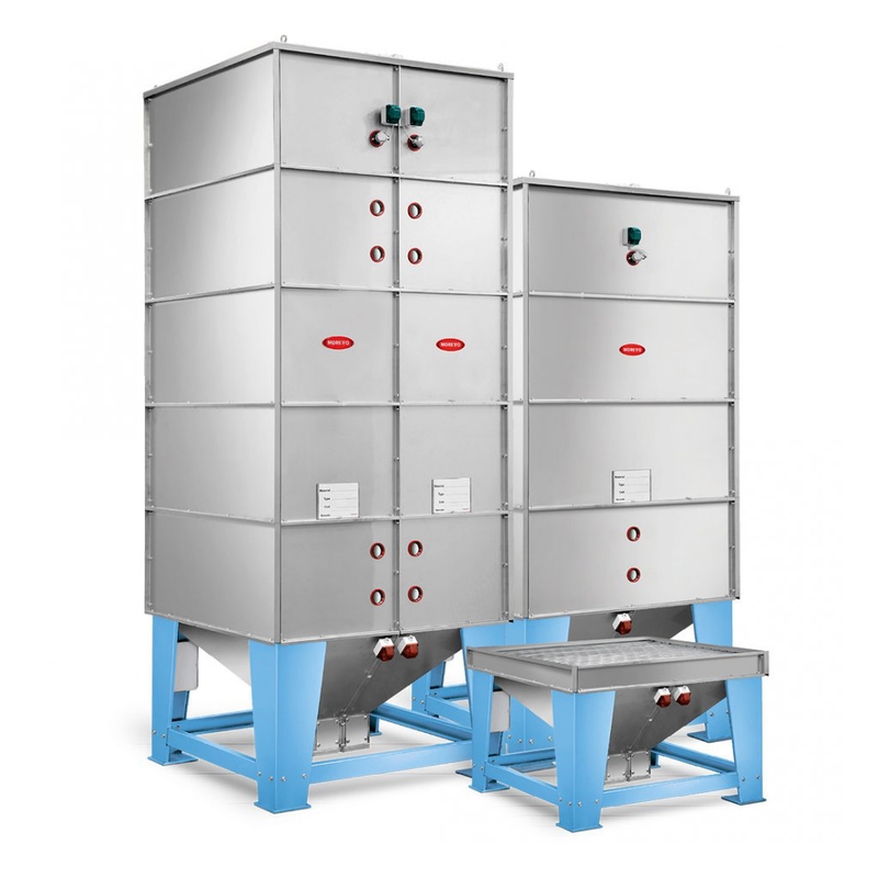 Indoor storage bins and silos