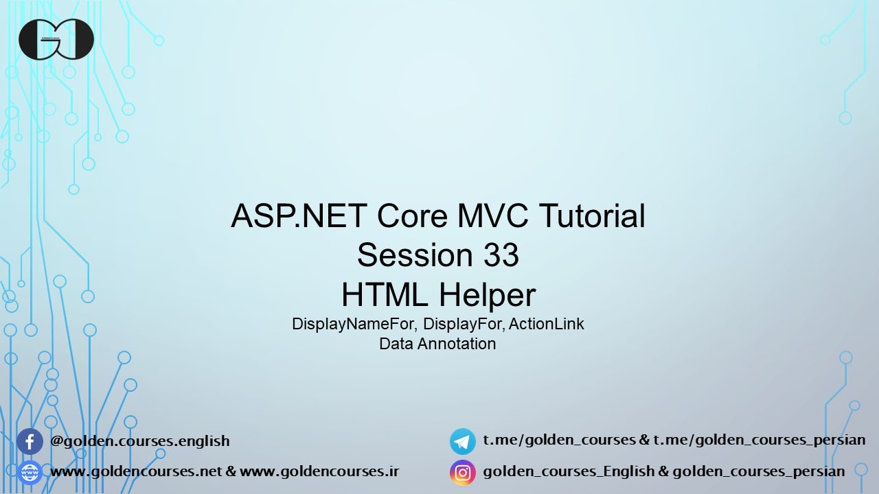DisplayNameFor DisplayFor ActionLink & Data Annotation Session 33