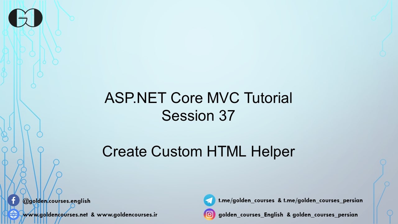 Custom HTML Helper in Core Session 37 Golden Courses