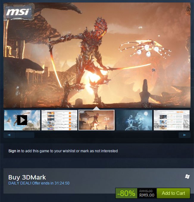 80 Discount for 3DMark on Steam goldfries