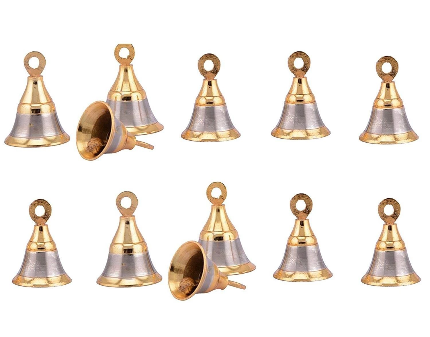  GOLDGIFTIDEAS Brass GoldSilver Finished Traditional Bell for Pooja