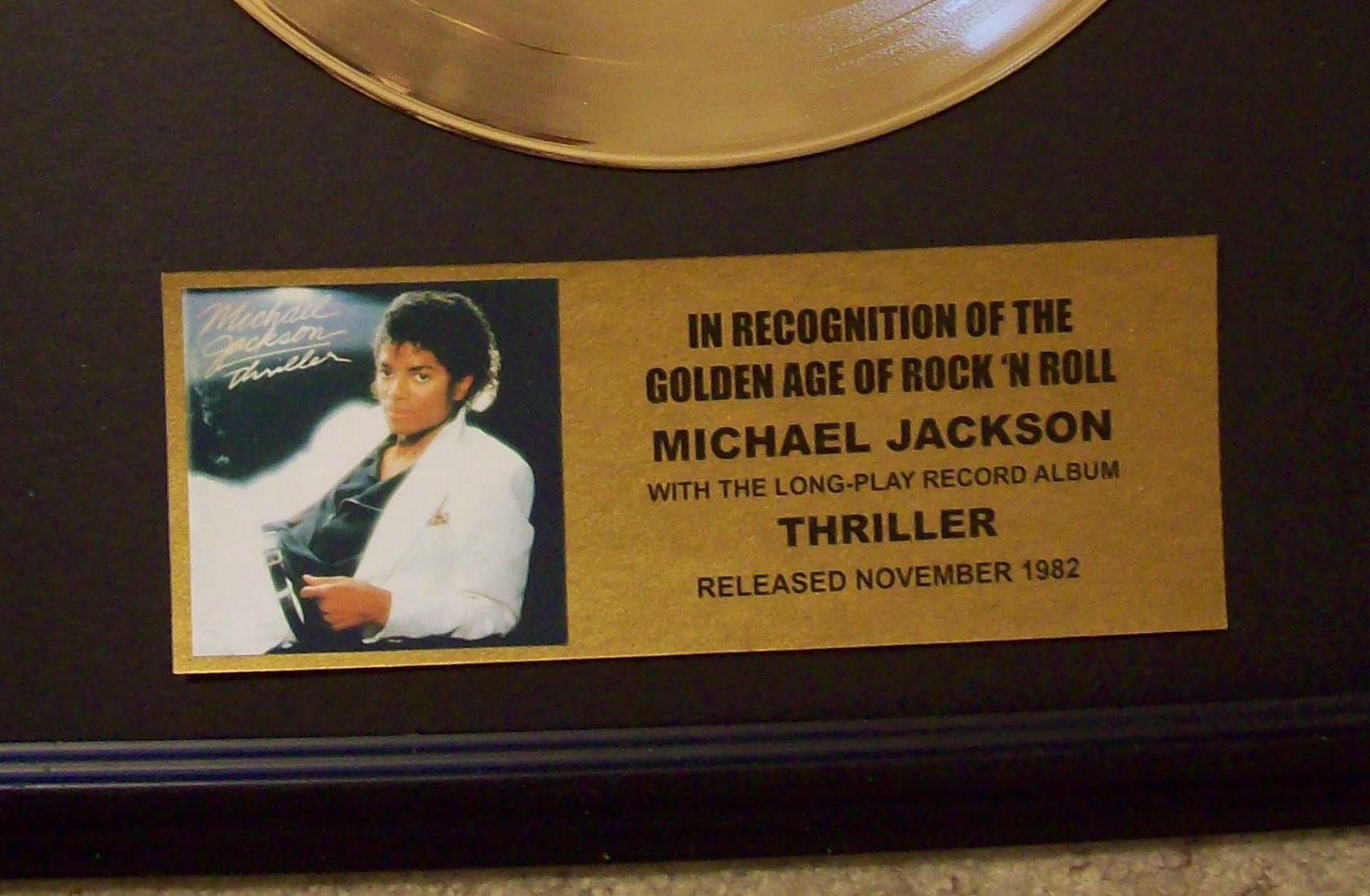 Michael Jackson "Thriller" Gold LP Record