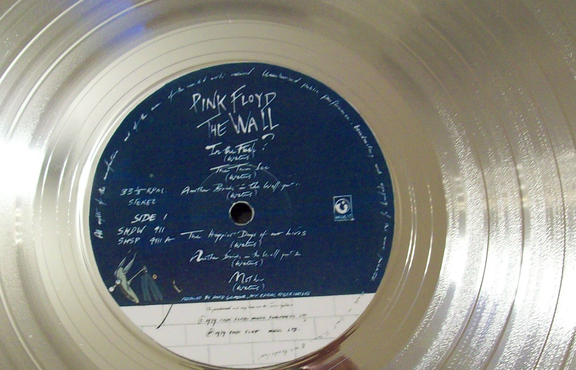 Pink Floyd The Wall Platinum Record Album