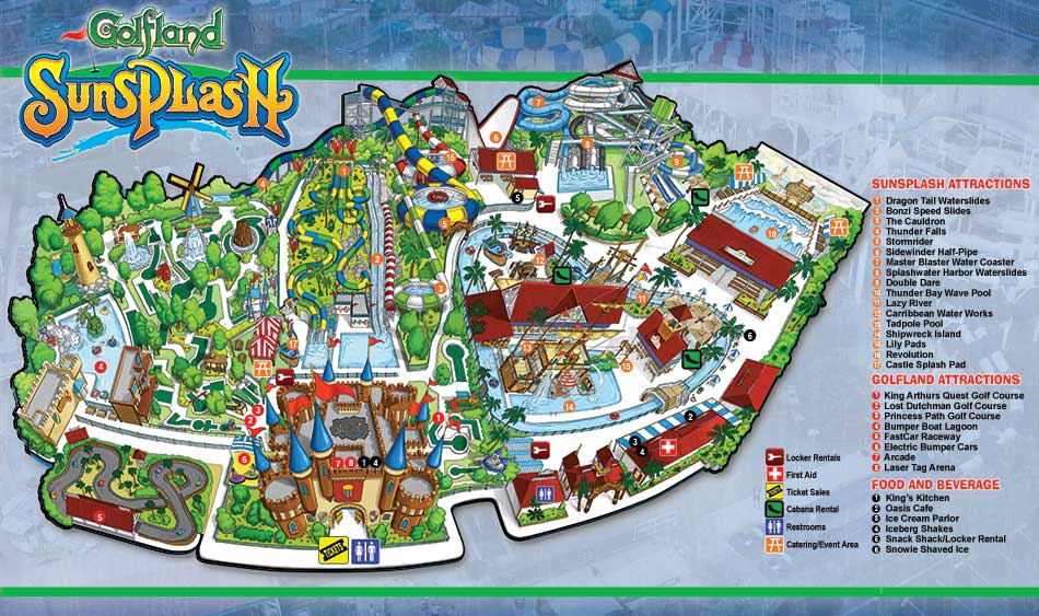 Map of Sunsplash & Golfland Rides Mesa Golfland Sunsplash