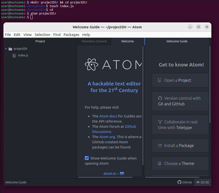 How to use Node.js with Atom IDE [StepbyStep] GoLinuxCloud