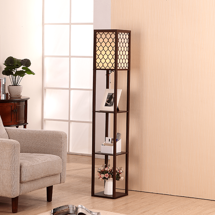 Wood Shelf Floor Lamp,White Shelf Floor Lamp Goodly LightGLFLWS023