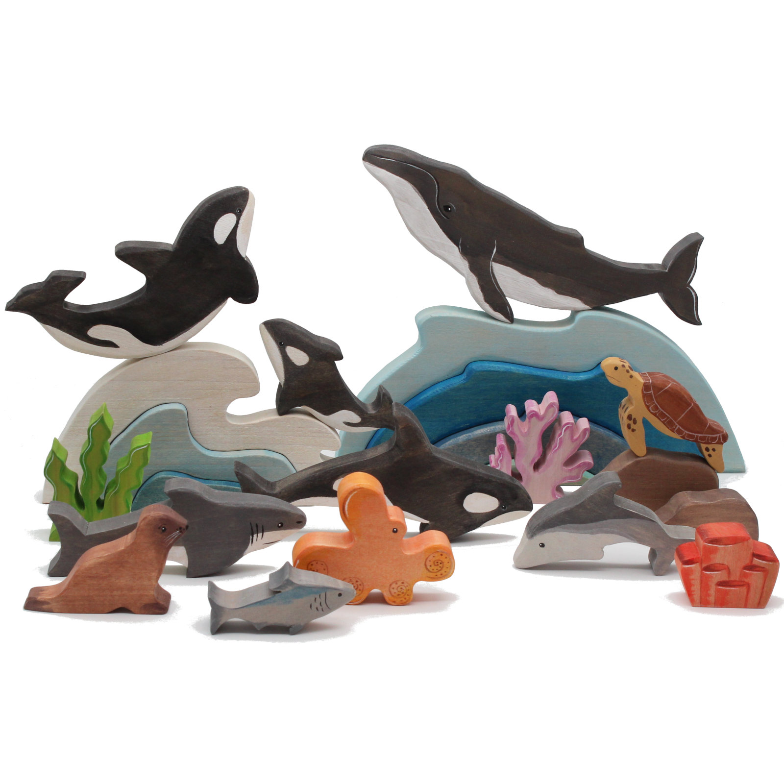 ocean toy Montessori ocean pretend play whale toy ocean play set Wooden