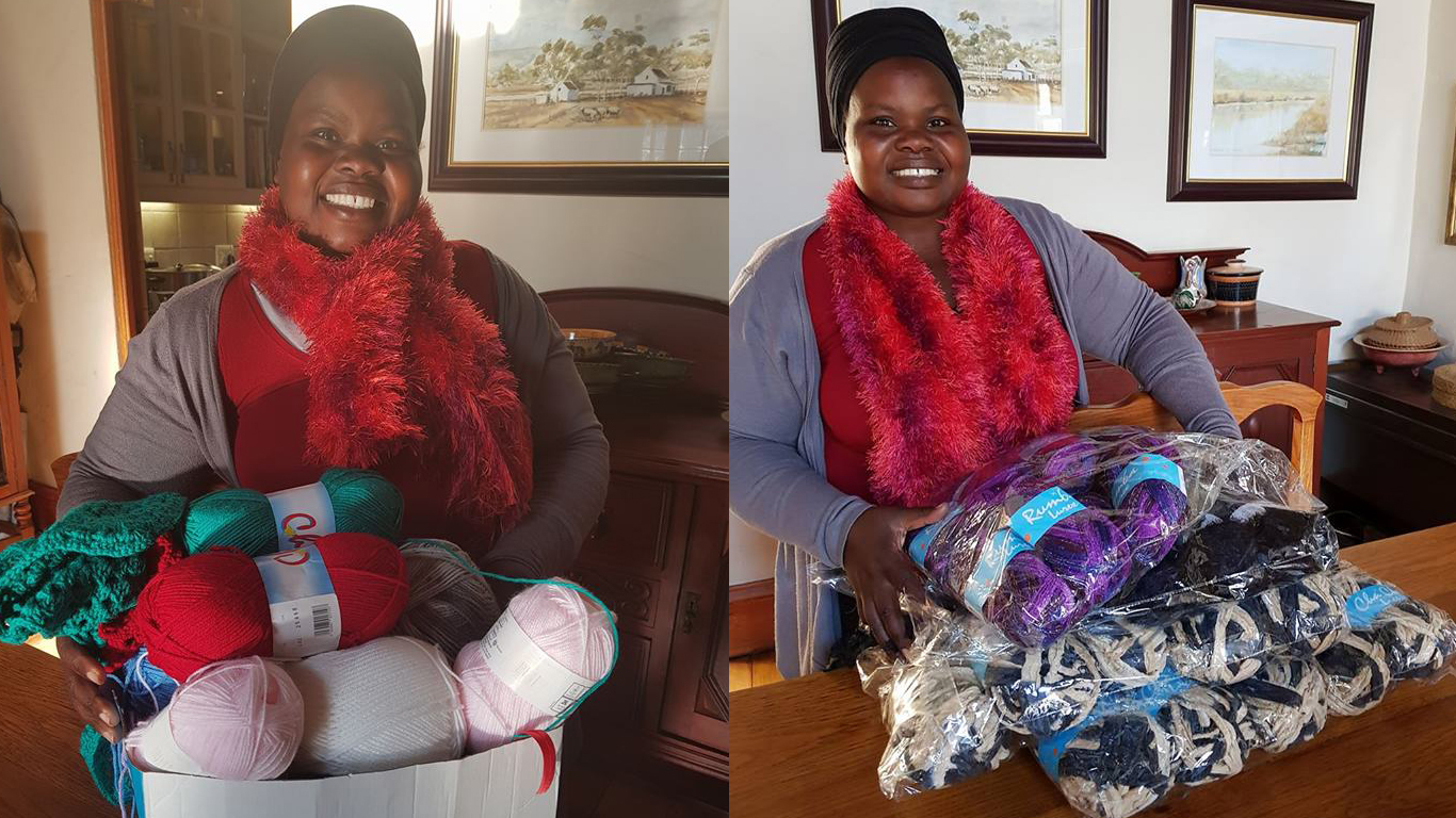 A community came together to collect wool for a woman knitting charity
